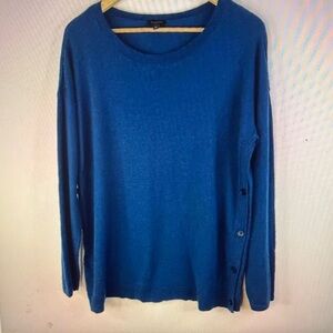 TALBOTS Women Blue Pull Over Long Sleeve Tunic Top Knit Sweater Size L